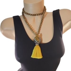 8MM BRONZE VOLCANO STONE W/PAVE DRUZY TASSLE BOHEMIAN NECKLACE…